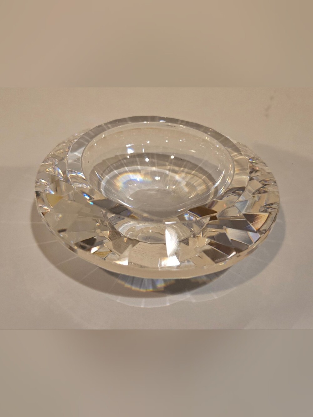 Vintage Heavy Faceted Crystal Votive/Tea Light Holder